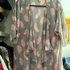 Lularoe Madison size large. Pink and gray with pink fringe